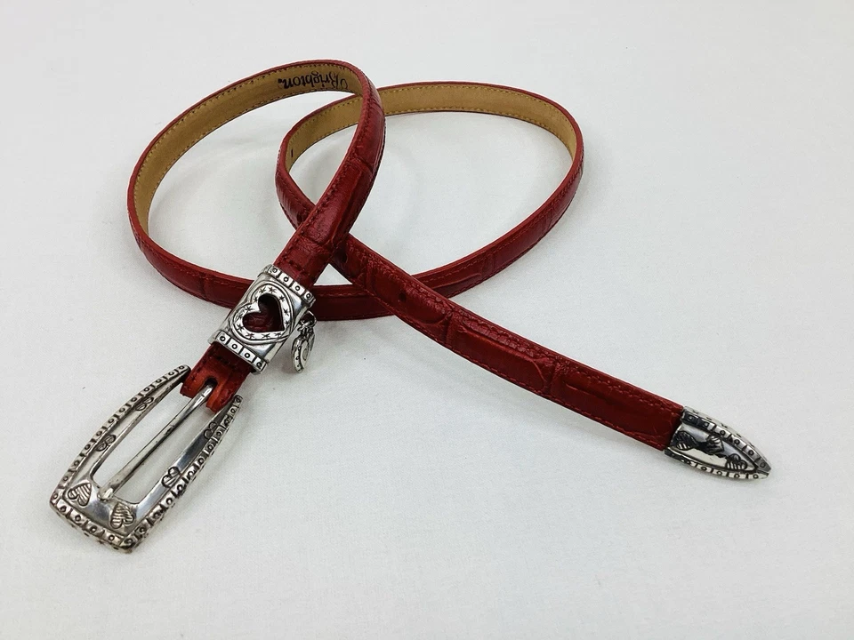 BRIGHTON Women’s Leather Belt Red SKINNY SIZE 30” Width 1/2” - Image 1 of 4