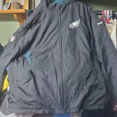 Abrigo con capucha cortavientos cremallera completa vintage Y2K Reebok On Field Philadelphia Eagles Foto 1 de 4