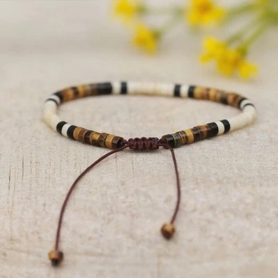 White Jade & Tiger Eye Stone Bracelet Healing Protection Braided Bracelet Gift - Image 1 of 2