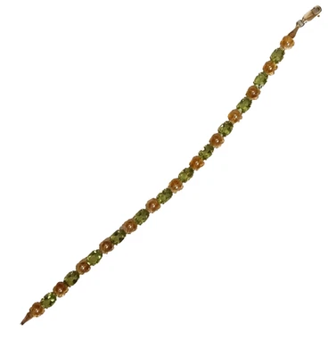 14k GOLD PERIDOT & CITRINE FLOWER TENNIS BRACELET, 17.5 CM - Image 1 of 4