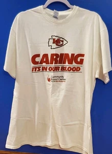 KC Chiefs Kansas City Blood Drive Shirt White Delta Pro Weight Adult Size XL - Picture 1 of 9