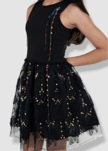 $196 Zoe Ltd Kids Girl's Black Grace Confetti Skirt Dress Size 16 - Picture 1 of 4
