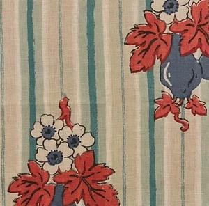 SCHUMACHER Rübe Mint Blumen Streifen Leinenrest Neu - Bild 1 von 1