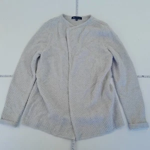 Crew Clothing Cardigan Medium Grey Womens Open Front Cotton Waffle Knit - Picture 1 of 10