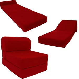 Portable Flip Sleeper Chair Folding Foam Beds, Sofa Couches 6x24x70 Red - Picture 1 of 2