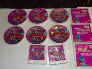 TRANSFORMERS G1 BIRTHDAY PARTY GEAR PLATES AND NAPKINS LOT G1 ORIGINAL - Picture 1 of 2