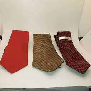 Lot of 3 (2 New) Mens Ties Assort Brands Red Black Green Job Interview Business - Picture 1 of 6
