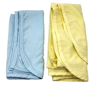 Juego de 2 mantas de recepción de algodón suave cosidas a mano 36x34 de colección años 80 amarillo azul YK - Imagen 1 de 5