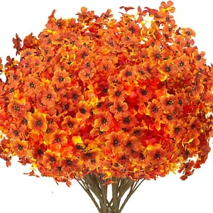 16 Bundles Artificial Fall Flowers for Outdoors Fake Plants UV Resistant Plas... - Picture 1 of 7
