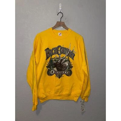 Sudadera Amarilla Vintage Años 90 Back Country Outfitters Gráfico Animal Alce Foto 1 de 4