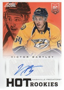 2013-14 Score Hockey Hot Rookies Signatures #747 Victor Bartley Auto