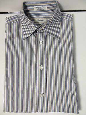 ¡Como nuevo! Faconnable Manga Larga, Limpieza en Seco Talla 15.5-L Hecho en EE. UU. Logotipo a Rayas $125 Foto 1 de 4