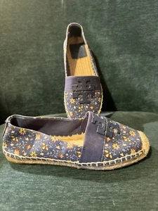 Tory Burch 5 Weston Espadrille blau Blumen Kreuzfahrt Urlaub Schuhe flache Schuhe - Bild 1 von 9