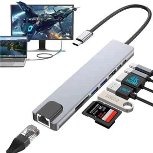 Adaptador USB 3.0 Tipo C 8 en 1 con 4K HDMI HUB Para Portátiles MacBook Pro/Air - Imagen 1 de 11