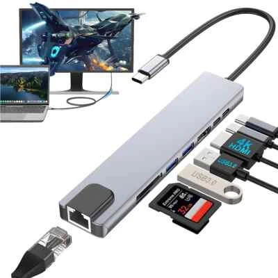 Adaptador USB 3.0 Tipo C 8 en 1 con 4K HDMI HUB Para Portátiles MacBook Pro/Air - Image 1 of 4