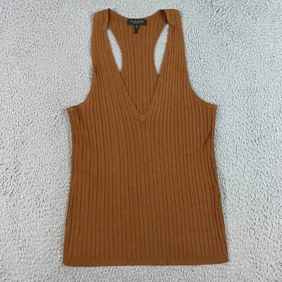 Rag and Bone Tank Top Womens size Medium Ribbed Knit Stretch V-Neck Resort Brown - Image 1 of 4