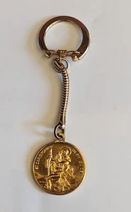 Saint Christopher Catholic Key Ring Gold-tone Keychain for Guidance Vintage*READ - Picture 1 of 7