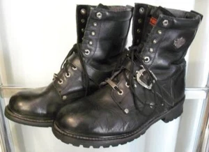 Stivali biker uomo Harley Davidson Faded Glory 91003 taglia 10,5 con cinturino fibbia - Foto 1 di 12