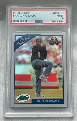 /999 BARACK OBAMA eTOPPS 2009 limited #09ASG 44TH President All Star Game PSA 9 - Image 1 of 3