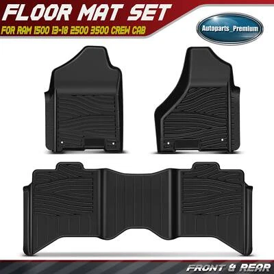 3x Alfombrillas negras delanteras y traseras para Ram 1500 2500 3500 doble cabina TPE 4 puertas Foto 1 de 4