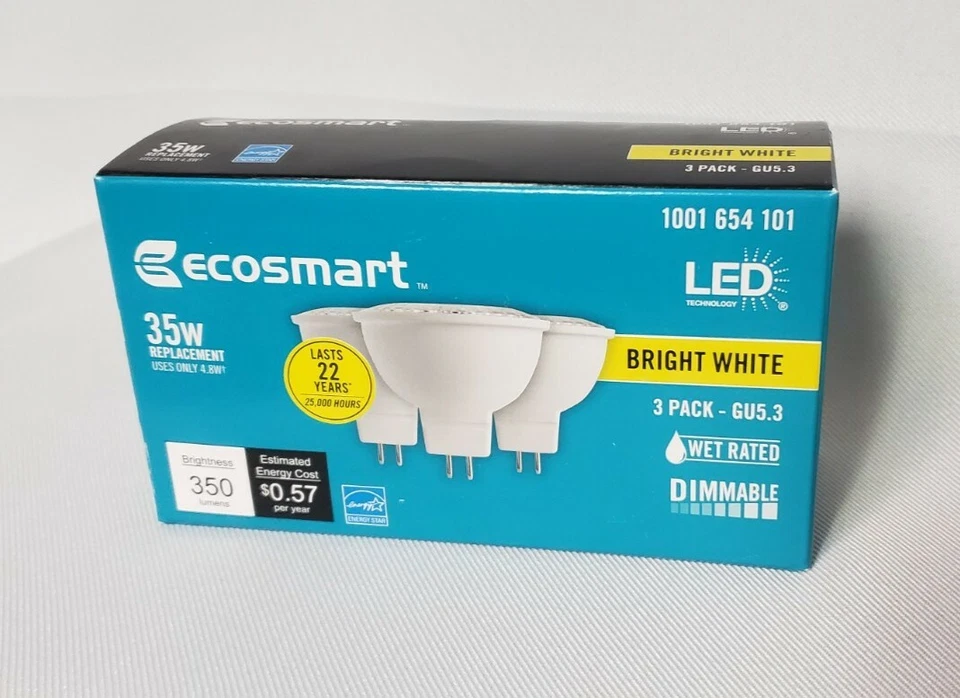 18 Pack- Ecosmart 35W Equivalent Bright White MR16 GU5.3 Dimmable LED Light Bulb - Image 1 of 4