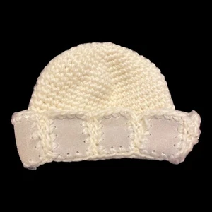 Vintage BAAR & BEARDS Knit Hat Crocheted Women's Ivory White One Size Hat Cap - Picture 1 of 5