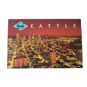 Vintage Seattle Washington Chartreuse Lichter ambered farbiger Himmel Postkarte NEU - Bild 1 von 2