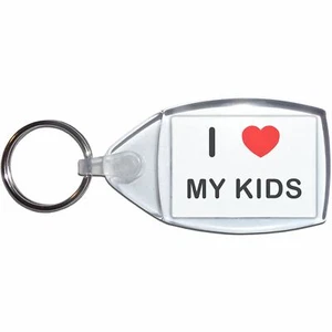 My Kids I Love Heart Clear Plastic Key Ring (S, M or L) - Picture 1 of 8