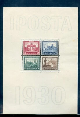 GERMANY SCOTT #B33 IPOSTA SOUVENIR SHEET MINT NH SMALL TONED SPOT IN MARGIN - Image 1 of 2
