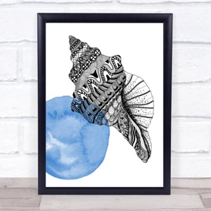 Zentangle Ozean Aquarell Muschel gerahmter Wandkunstdruck - Bild 1 von 3