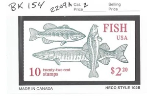 US Scott # 2209a (2) BK154 Complete 1988 Fish Booklet - Picture 1 of 1