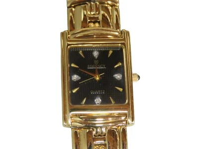 Reloj Regency Cuarzo Damas Dorado Negro Rectangular con Estuche NECESITA BATERÍA Foto 1 de 4