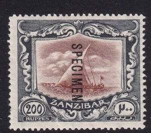Zanzíbar SG245s 1908-09. 200r negro y marrón - muestra embalaje original - montado como nuevo - Imagen 1 de 2