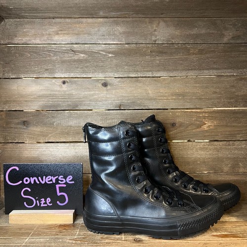 Stivaletti impermeabili in gomma nera Big Kids Converse CTAS Hi Rise taglia 5 Y in ottime condizioni