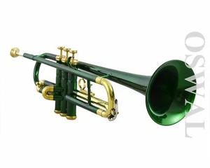 TRUMPET NEW GREEN BRASS FINISH CONCERT SCHOOL BAND Bb TRUMPET - Picture 1 of 3