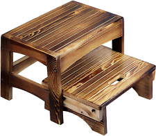 Handcrafted 100% Solid Wood Bed Step Stool-Foot Stool Kitchen Stools Burned