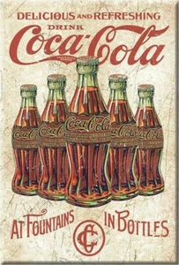 NUEVA COCA COLA VINTAGE DE 2" X 3" COCA COLA 5 BOTELLAS DE PUBLICIDAD Imán de refrigerador - Imagen 1 de 1