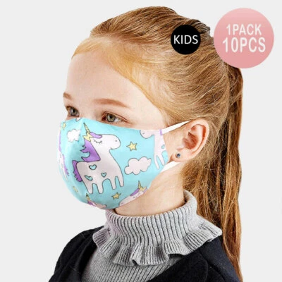 Lot of 10 Reusable Washable Cloth Face Cover Stretch Handmade Mask Kids Toddler - Image 1 of 2