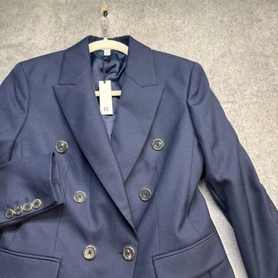 Blazer para mujer Banana Republic azul marino doble botonadura Petite 2 ajuste a medida Foto 1 de 4