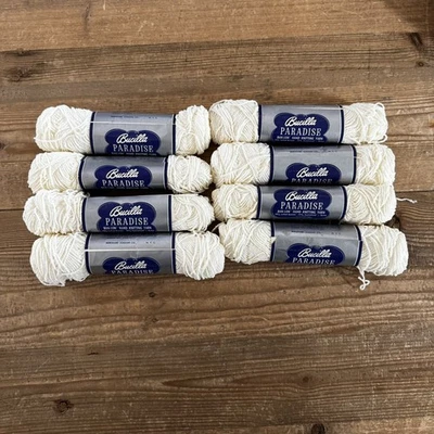 BUCILLA Paradise 8 skeins 1 oz White #401 Ban-Lon Hand Knitting YARN New - Image 1 of 4