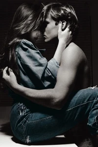 ADULT POSTER Blue Denim Jean Love Couple Pin-Up - Picture 1 of 1