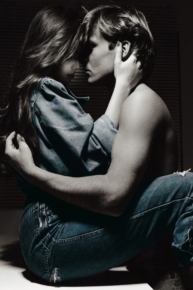 ADULT POSTER Blue Denim Jean Love Couple Pin-Up - Image 1 of 1