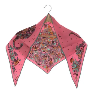 Hermes Carré triangle scarf pointe LE GENDE MOGHOLE Mughal gender pink Used - Picture 1 of 5