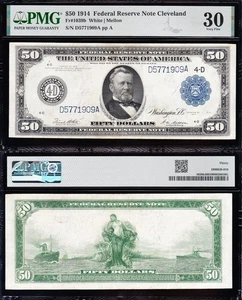 AWESOME Crisp Choice VF++ 1914 $50 Cleveland FRN Note! PMG 30! FREE SHIP! 71909A - Picture 1 of 3