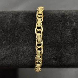14K Gelbgold Diamantschliff Oval Doppel Glieder Rolo Armband Italien 6mm 7" 6,1g - Bild 1 von 6