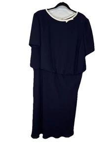 Talbots Woman Dress Plus Size Navy Lined Sheath Bow 18W Church Costal Career - Picture 1 of 11