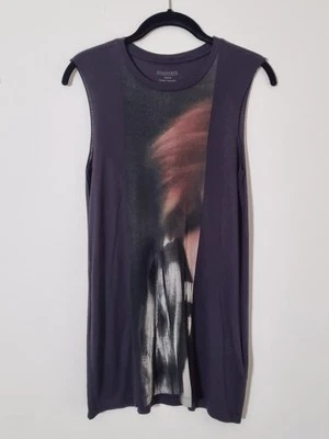 Camiseta sin mangas All Saints Woosh en negro con estampado talla pequeña Foto 1 de 4