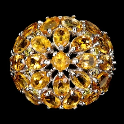 925 Sterling Silver Ring Oval Citrine 6x4mm Natural Gemstone Jewelry Size 7.5 Foto 1 de 4