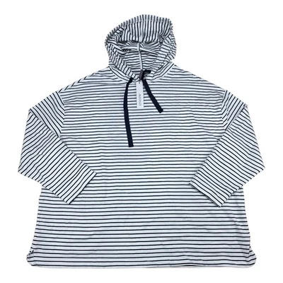Chico's Zenergy French Terry Women's 2XL White Blue Striped Hoodie NWT - Image 1 of 4
