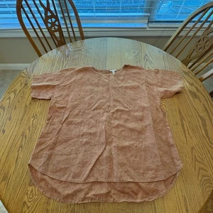 Top Eileen Fisher in lino biologico XL manica corta collo tondo - Foto 1 di 6